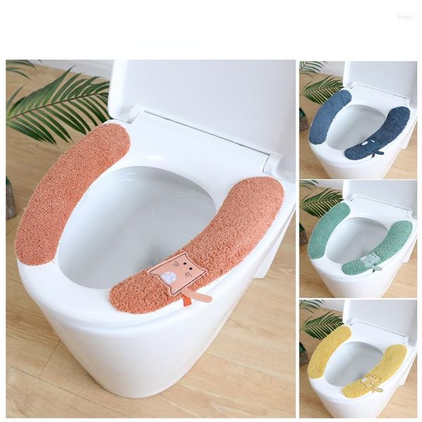 Housses de siège de toilette couverture chaude épaissie en peluche bricolage peut être collée avec des appareils ménagers réutilisables accessoires de salle de bain