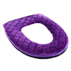 Housses de siège de toilette Warm Zipper Tapis de salle de bain Coussin Winter Soft Closestool H Cover Violet