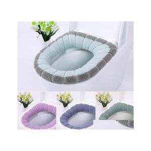 Housses de siège de toilette plus chaud hiver confortable doux chauffé tapis lavable accessoires de salle de bain pour la décoration intérieure Closestool Drop Delivery G Dhbhw