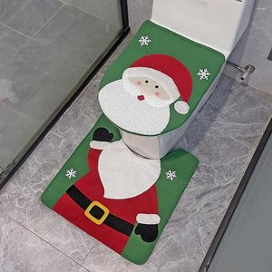 Toilet Seat Covers Water Absorption Cover Mat Festive Christmas Bathroom Set Snowman Santa Elk Print Floor 2-piece Holiday