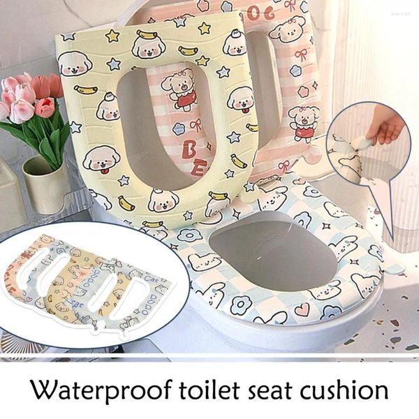 Couvre-siège de toilette Couvrage étanche coussin mignon de dessin animé de dessin animé Horaire plus épais couvercle Sticker Soullant Soft avec motif M4I8