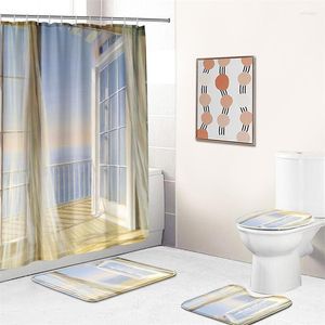 Siège de toilette couvre fenêtre série Simple impression décor à la maison salle de bain couverture ensembles étanche rideau de douche tapis tapis tapis costumes