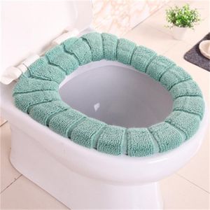 Toilet Seat Covers Winter Warm Cover Closestool Mat 1Pcs Washable Bathroom Accessories Knitting Pure Color Soft Pad Bidet