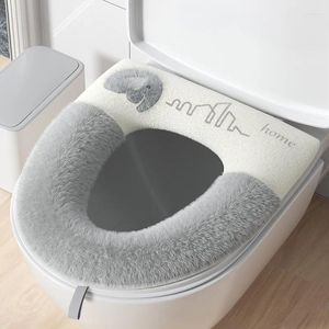 Housses de siège de toilette, tapis de couverture chaud d'hiver, coussin de salle de bain avec poignée en peluche épaisse et douce lavable, fournitures chauffantes pour outils de fermeture