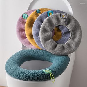 Housses de siège de toilette, tapis chaud d'hiver, coussin de salle de bain avec poignée, plus épais, doux, lavable, coussin d'outil de fermeture, accessoires de bain