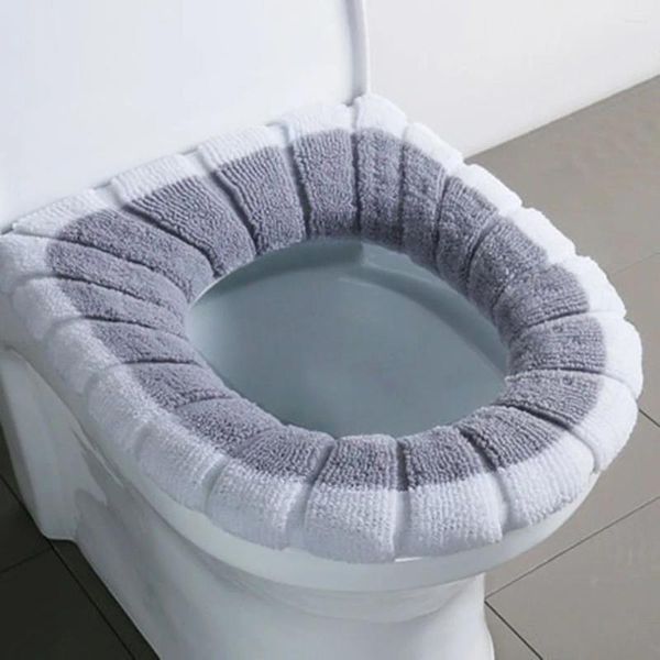 Cubiertas de asiento de inodoro, cubierta cálida de invierno, alfombrilla para baño, cojín en forma de O, accesorios de inodoro lavables suaves más gruesos