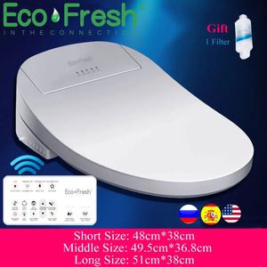 Toiletbrillen Ecofresh Intelligente Zetel Elektrisch Bidet Cover Smart verwarmde toiletbril Led Licht Wc smart deksel 231202