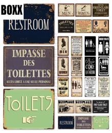 Panneau de toilette plaque en métal vintage salle de bain métal signe décor de mur d'enseigne pour toilettes de salle de bain 4903483