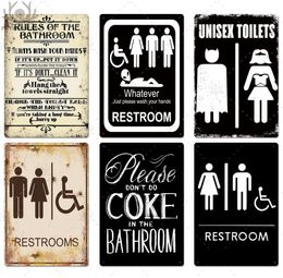 Signe de toilette plaque métal vintage salle de bain métal signe décor de mur d'enseigne pour toilettes de salle de bain 2564502