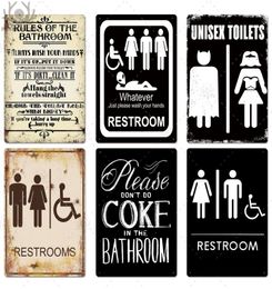 Signe de toilette plaque métal vintage salle de bain métal signe décor de mur d'enseigne pour toilettes de salle de bain 3364731