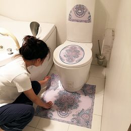 Autocollants de toilette couverture décoration en forme de U imperméable tapis anti-dérapant salle de bain tapis imperméable salle de bain toilette base côté autocollants
