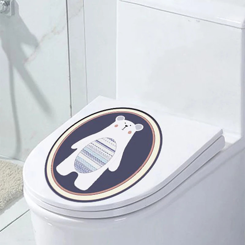Toalettklistermärken täcker klistermärke Creative Waterproof Cartoon Decoration Badrumsförskonning och renovering 231010