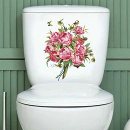 Toiletstickers Gemakkelijk te verwijderen, zelfklevende waterdichte toiletklepsticker bloemmotief gemakkelijk te verwijderen muursticker voor badkamer zonder sporen achter te laten 240319
