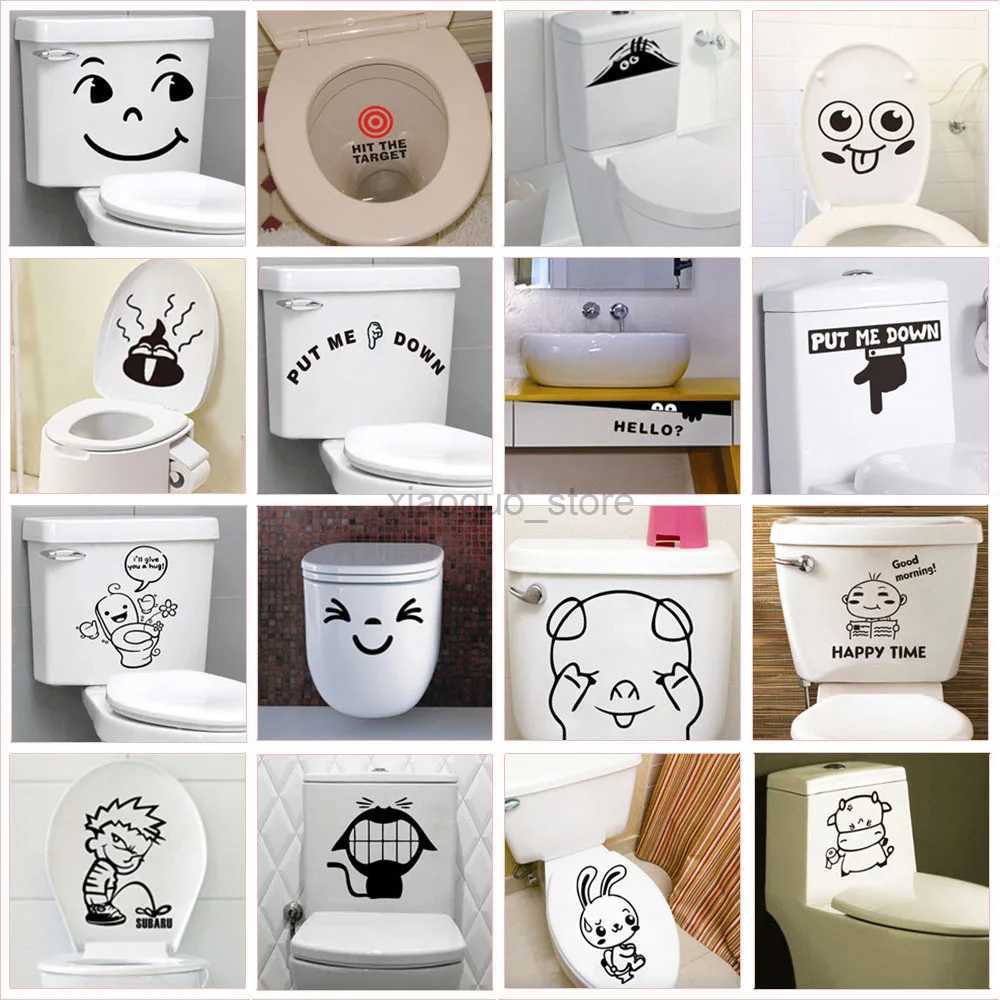 Toalettklistermärken roliga citat mönster toalett klistermärke för inredning vattentät vinylkonst väggmålning diy 3D se vägg klistermärken wc 240319