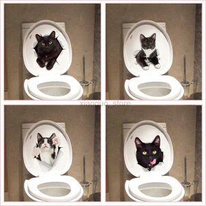 Toiletstickers Leven 3d Gat Grappig Kattentoilet Voor Honden Stickers Diy Toilet Interieur Decoratie Leuke Halsband Voor Kat Hond Dieren Decoratieve Stickers 240319