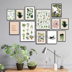 Autocollants de toilette Plante maison toile peinture peintures botaniques d'intérieur sur mur cadeau amoureux des plantes Vintage affiche florale imprimer salon décor 240319