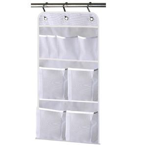 Fournitures de toilette Poches en filet à suspendre pouvant contenir 340 oz/1000 ml Organisateur de douche pour shampoing avec crochets au-dessus de la porte 8 poches Accessoires de salle de bain