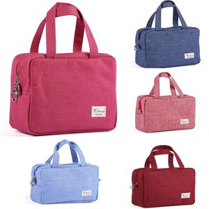 Trousse de toilette en tissu abrasif pour femmes, sac à cosmétiques Double couche de grande capacité avec poignée, sac de rangement pour Sport en plein air 5 couleurs