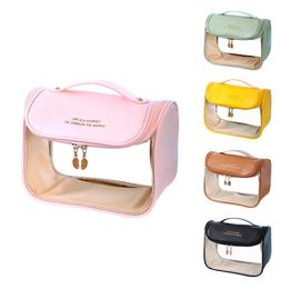 Pochette organisateur de toilette pour femmes trousse de maquillage transparente sacs de rangement en PVC Transparent imperméable de voyage Premium