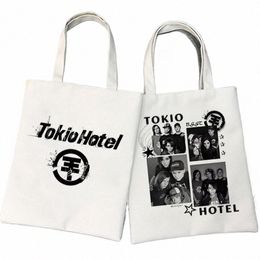 Tokyo Hotel Group Muziek Vrouwen Print Shopper Casual Winkel Handtassen Vrouwelijke Schoudertas Fi Jaren '90 Stijl Canvas Draagtas 18s1 #
