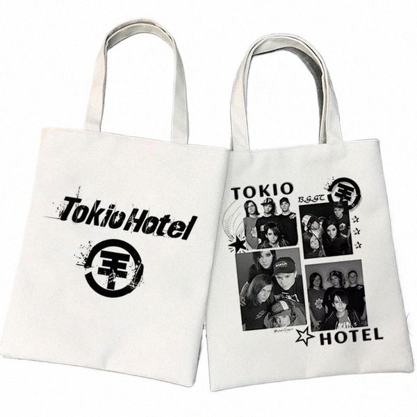 Tokio Hotel Group Music Femmes Imprimer Shopper Casual Shop Sacs à main Femme Épaule Fi 90s Style Toile Sac fourre-tout B4Ak #