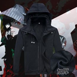 Tokyo Ghoul Cosplay Ken Kaneki Kostuum Unisex Groen Zwart Hoodie Jasje Dik Warm Vest Capuchon Sweatshirt 1 Transactions259L