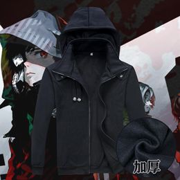 Tokyo Ghoul Cosplay Ken Kaneki Kostuum Unisex Groen Zwart Hoodie Jasje Dik Warm Vest Capuchon Sweatshirt
