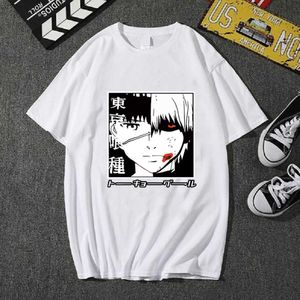 Tokyo Ghoul Hot Anime Fashion Casual Hip Hop O-hals Mannelijke T-shirt Y0809