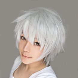 Tokyo Ghoul Ken Kaneki Short Argent Blanc Perruque Cosplay Cheveux + Piste + Casquette