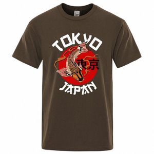 Tokyo Koi Fish drôle hommes t-shirt décontracté Cott respirant à manches courtes surdimensionné hauts col rond t-shirt Vintage décontracté à manches courtes W607 #
