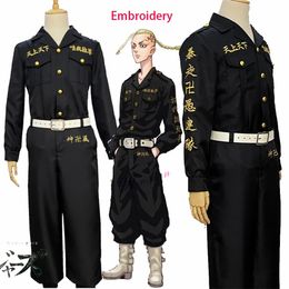 Tokyo vengeance Cosplay chemise noire pantalon broderie uniforme Anime Costume Halloween tenue de fête pour femmes hommes 240229
