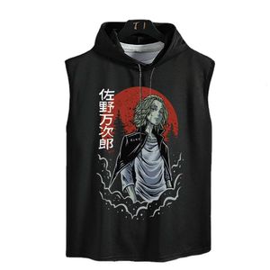 Tokyo Revengers Top MIKEY Oversized T-shirt Anime Gedrukt Tank Tops Mannen Vrouwen Casual Vest Chifuyu Mouwloze Shirts met Capuchon