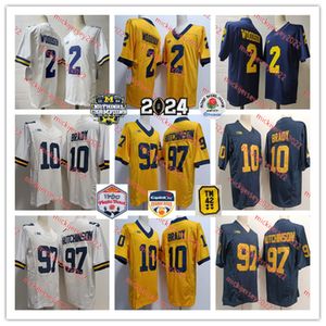 Tom Brady 2024 Rose Bowl F.U.S.E Michigan Maillot de football cousu Homme # 97 AidanHutchinson # 2 Charles Woodson Michigan Wolverines Maillots S-3XL