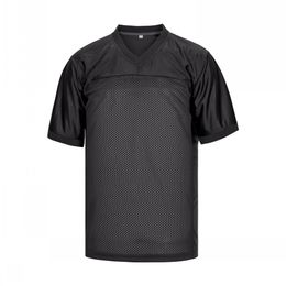 College voetbal jersey mannen streep korte mouwstraat shirts zwart wit sport shirt xax0507001