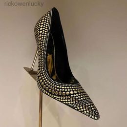 Tom Fords Metal Nieuwe studs Pumps Brutale schoenen Stiletto Heel 105mm vrouwen slippen op flats