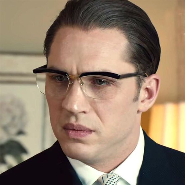 Tom Hardy Classic Movie The Legend acetato con gafas de metal hombres Medio marco óptico190z