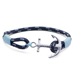 Tom Hope armband 4 maten Handgemaakte ijsblauwe draad touwkettingen roestvrijstalen ankerarmband met doos en TH44033094