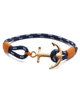 Tom Hope Bracelet 4 Size Handmade Geel Draadtouw Roestvrij staal 24K Gold Anchor Charms Bangle met doos en Th158256795