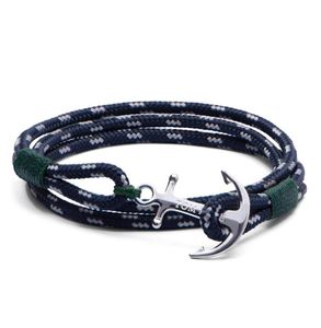 Bracelet Tom Hope 4 Taille Southern 3 Green Thread Rope Anchor en acier inoxydable Charmes Bangle avec boîte et tag Th101365623