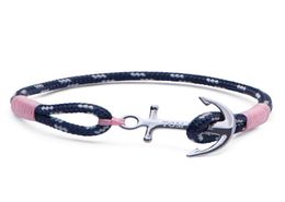 Bracelet Tom Hope Célèbre marque 4 tailles faites à la main chaînes de corde rose corail bracelet de charmes d'ancre en acier inoxydable avec boîte et TH38210592
