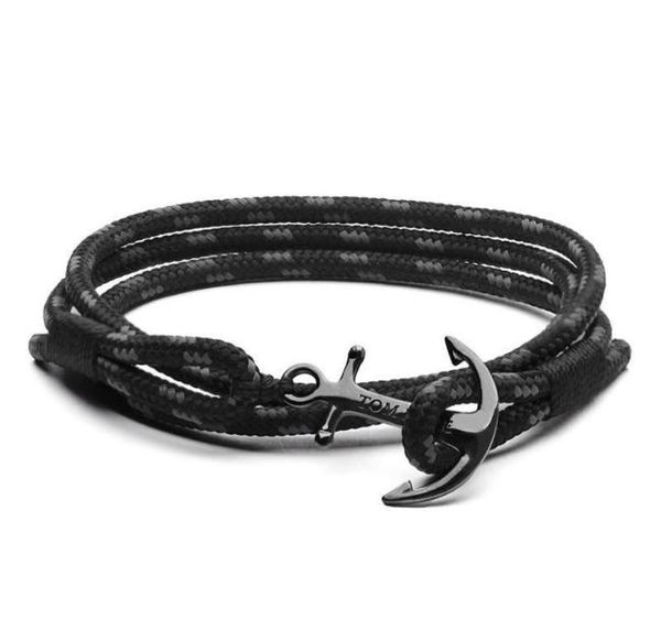 Tom Hope Pulseras Pulsera de cuerda de hilo de tripa Pulsera con dije de ancla Joyería para regalo Negro Azul cielo 5 tamaños 5386816