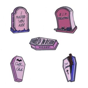 Tombstone-broches esmaltados de Color rosa para mujer, Pin para vestido, camisa, abrigo, camisa, broche divertido de Metal, insignias, regalo de promoción