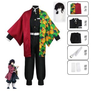 Tomioka Giyuu cosplay Costume anime kimono set complet uniforme wig uniforme halloween party role play Men Kids Cartoon