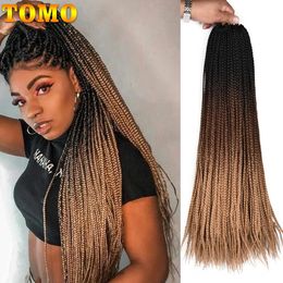 Tomo Boîte douce Traids Crotchet tresse synthétique ombre tressage cheveux 24inch 22-roots arc-en-ciel pré-boucle coiffure crochet 240407