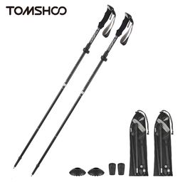 Tomshoo 2pcs grimpants bâtons de randonnée Pole léger pliant pliage bâton de marche pour la randonnée sac à dos 240425