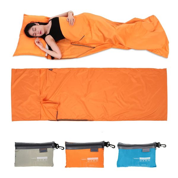 Tomshoo 70 * 210cm de voyage en plein air Camping Randonnée Polyester Pongee Dougleur de sac de couchage sain avec taie d'oreiller 240408