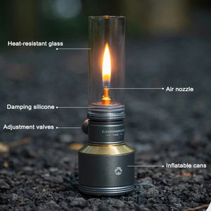 Tomshoo Candlelight Kit Portable Lampe à tramage du vent Camping Outdoor Camping Gasburner Light Tent Picnic BBQ Fishing Lantern 240407