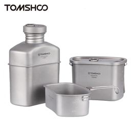 Tomshoo Outdoor Canteen tasse ensemble Ultralight Water Bottle Kitchen Sweet Set Vaste Camping Table Vers d'établissement Bouteille d'eau 1100/750 / 400ML 240506