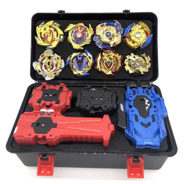 Tomy beyblades set 8/12 Uds beyblades dorados burst con 4 Uds lanzadores 1 Uds mango y caja de almacenamiento bayblade disco giroscópico juguete de metal