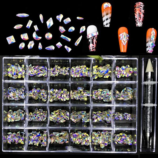 TONERS 480PC DIAMOND SET POUR LE Nail Beauty Red / Ab Crystal Rignestone Diamond 3D paillettes éblouissantes Nail Art Supply 1 Picker Kits